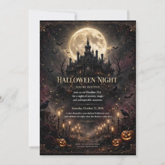 Convite de Festa de Noite de Halloween Castelo Gót