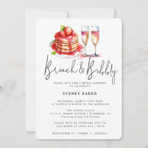 Convite de festa de noiva Brunch & Bubbly Pink Blu