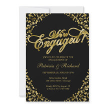 Convite de festa de noivado Black We're Engaged