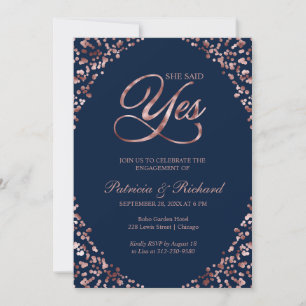 Convite de festa de noivado Blue She Said Yes