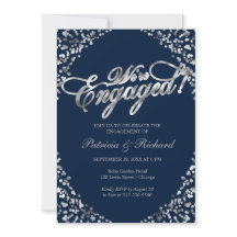 Convite de festa de noivado Blue We're Engaged