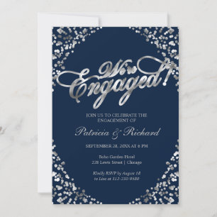 Convite de festa de noivado Blue We're Engaged