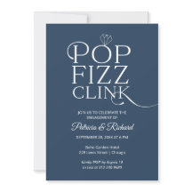 Convite de festa de noivado Chic Pop Fizz Clink