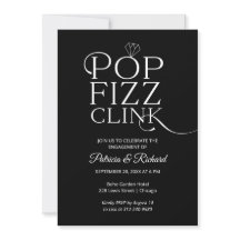 Convite de festa de noivado Chic Pop Fizz Clink
