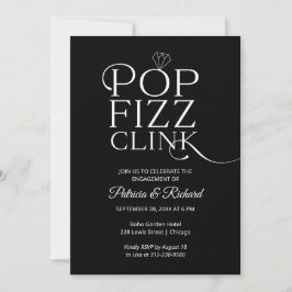 Convite de festa de noivado Chic Pop Fizz Clink