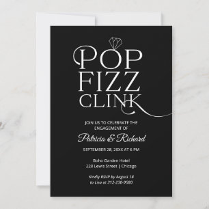 Convite de festa de noivado Chic Pop Fizz Clink