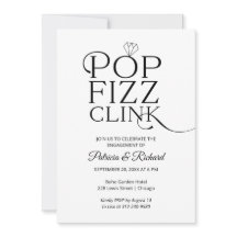 Convite de festa de noivado Chic Pop Fizz Clink