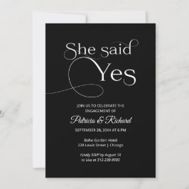 Convite de festa de noivado Chic She Said Yes