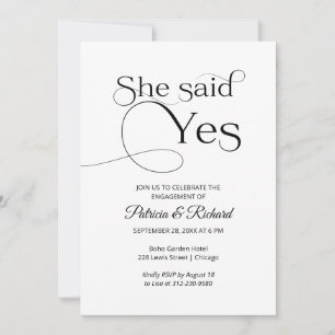 Convite de festa de noivado Chic She Said Yes