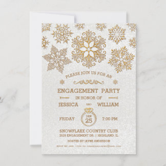 Convite de festa de noivado de floco de neve elega