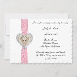 Convite de Festa de noivado de Lace Cor-de-Rosa Un