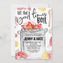 Convite de festa de noivado do Boil de Lagostim