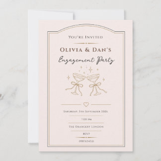 Convite de festa de noivado elegante personalizado