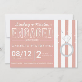 Convite de Festa de noivado em tiras rosa