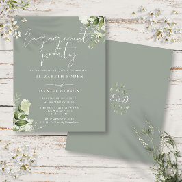 Convite de festa de noivado em tom de sage verde c
