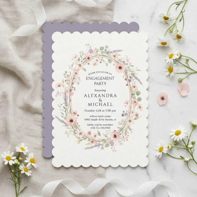 Convite de festa de noivado floral pastel (Let the love celebration begin with soft florals & endless joy)
