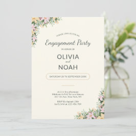Convite de festa de noivado floral romântico