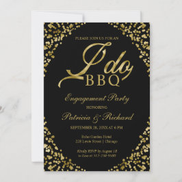 Convite de festa de noivado Gold Black I DO BBQ