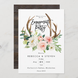 convite de festa de noivado para galhadas florais