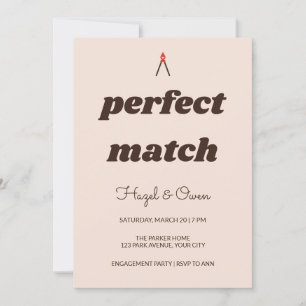 Convite de festa de noivado Retro Perfect Match
