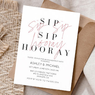 Convite de Festa de Noivado Sip Sip Hooray