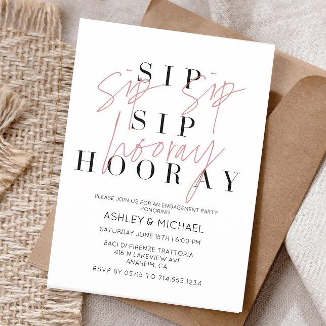 Convite de Festa de Noivado Sip Sip Hooray (Criador carregado)