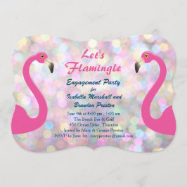 Convite de Festa de noivado Sparkly Flamingo