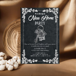 Convite de Festa de Nova Casa Elegante Quadro Negr