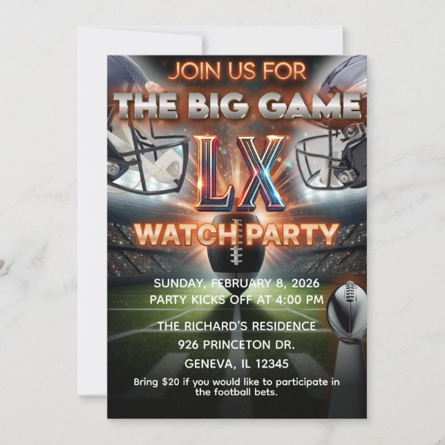 Convite de Festa de Observação do Super Bowl | Edi (Frente)