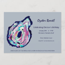 Convite de Festa de Ostras Assadas em Cinza Claro