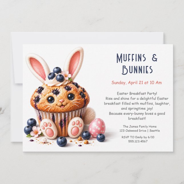 Convite de Festa de Páscoa Café da Manhã Muffin de (Frente)