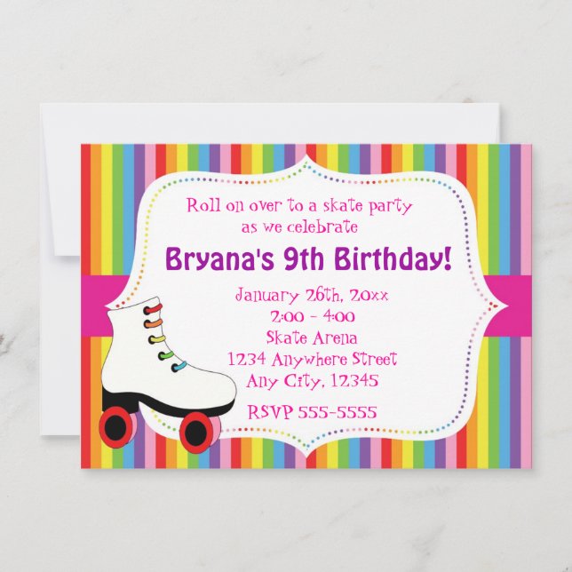 Convite de Festa de Patinação no Gelo Arco-íris (Frente)