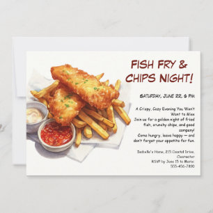 Convite de Festa de Peixe Frito e Batatas – Casual