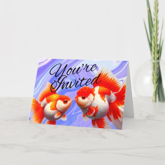 Convite de Festa de Peixes de Aquário Oranda Goldf (Frente)