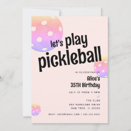 Convite de Festa de Pickleball Esportes Pastel