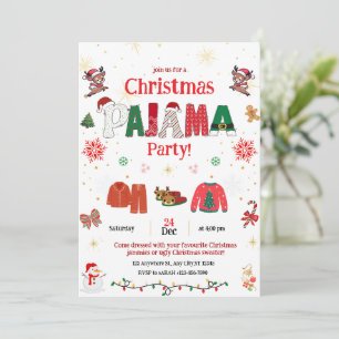 Convite de festa de pijama de Natal para crianças