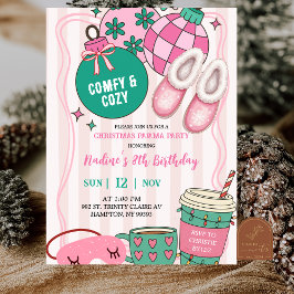 Convite de festa de pijama de Natal retrô fofo