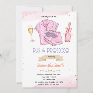 convite de festa de pijama e prosecco