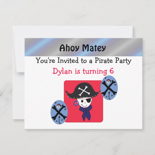 Convite de Festa de Pirata Fofo (Frente)