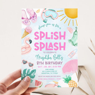 Convite de Festa de Piscina Editável Aniversário d