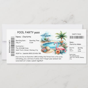 Convite de Festa de Piscina em Estilo de Bilhete –