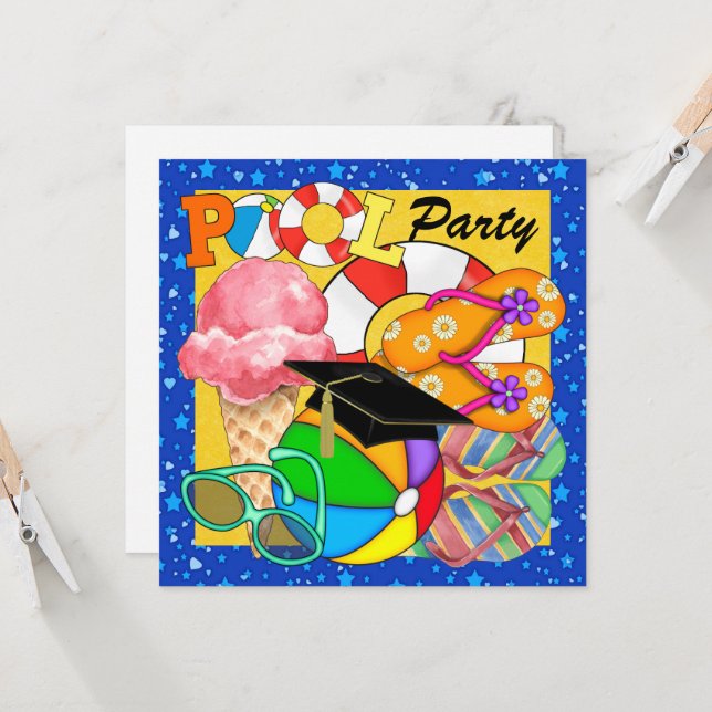 Convite de Festa de Piscina para Formatura ou Qual (Frente/Verso In Situ)