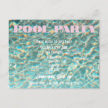 Convite de Festa de Piscina Retro Divertida