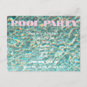 Convite de Festa de Piscina Retro Divertida