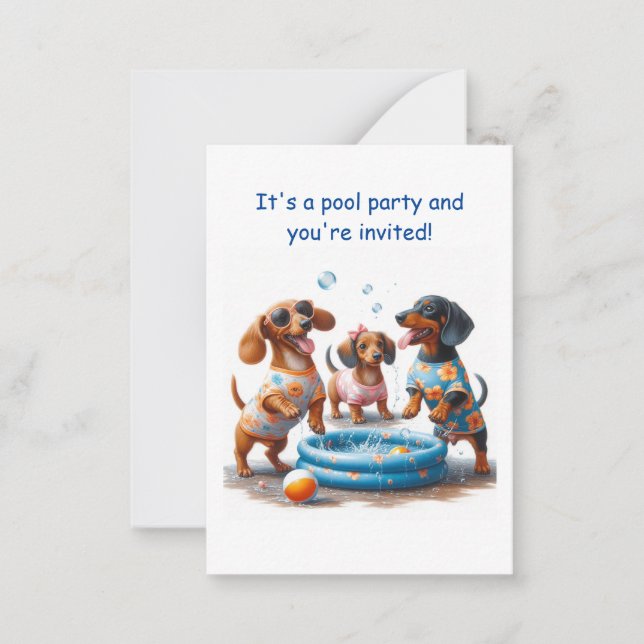 Convite de Festa de Piscina Temática Dachshund (Frente)
