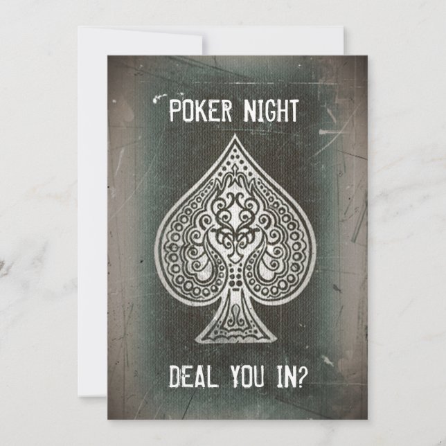Convite de Festa de Poker Grunge Retro Legal Ás de (Frente)