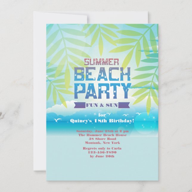 Convite de Festa de Praia de Verão (Frente)