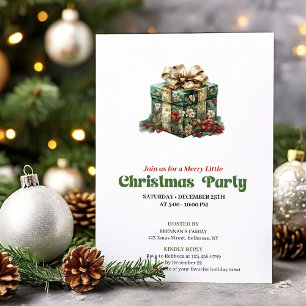 Convite de festa de presente de Natal vintage trad