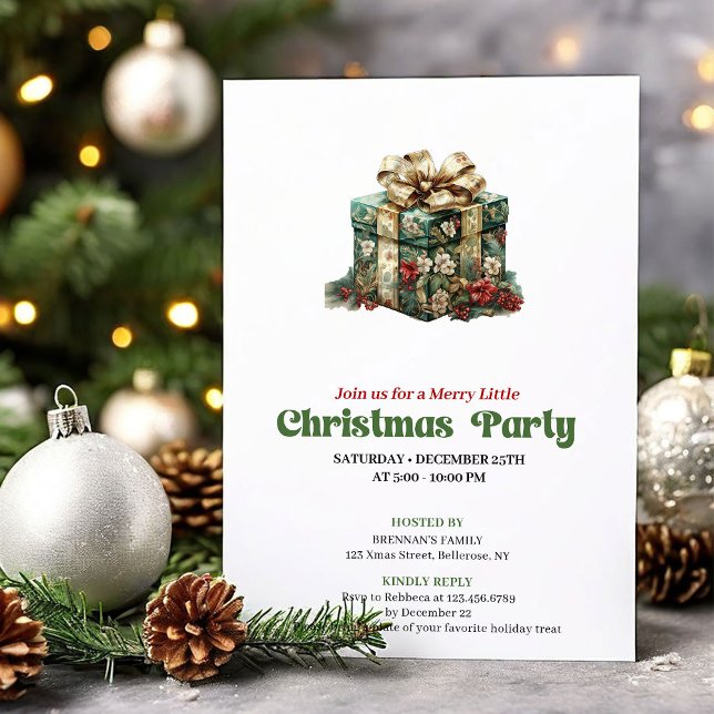 Convite de festa de presente de Natal vintage trad (Traditional vintage Christmas angel party invite

)