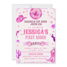 Convite de Festa de Primeira Rodeio Cowgirl
